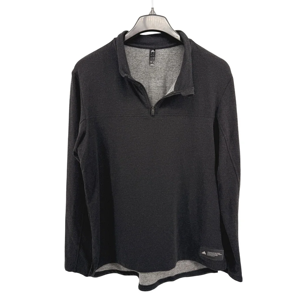 Adidas 1/4 Quarter-Zip Pullover Mens Large Pre-Owned Pullover Black LS Aeroready